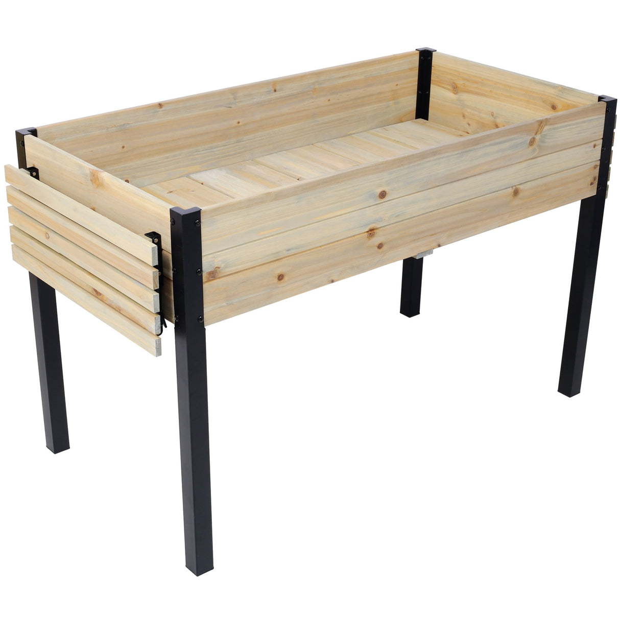 Raised Garden Bed Metal Leg Wood Planter Boxes with Folding Storage Shelf Elevated for Growing Fresh Herbs Vegetables Flowers Great for Outdoor Patio Deck Balcony - Fab Heavy Parts