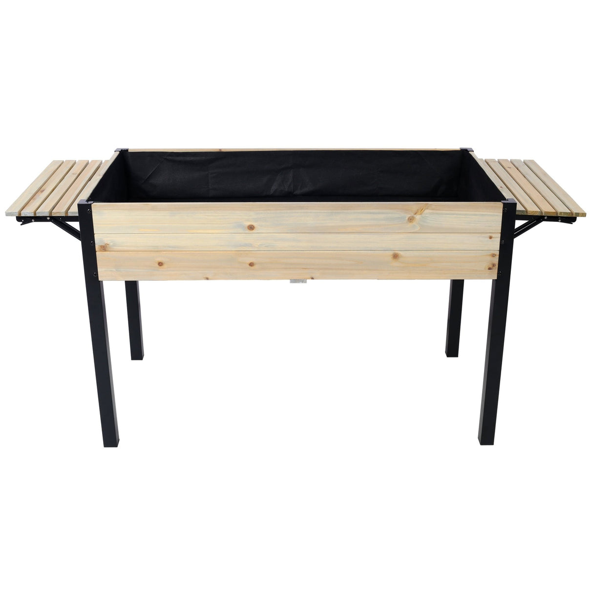Raised Garden Bed Metal Leg Wood Planter Boxes with Folding Storage Shelf Elevated for Growing Fresh Herbs Vegetables Flowers Great for Outdoor Patio Deck Balcony - Fab Heavy Parts