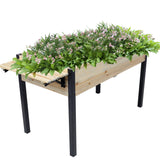 Raised Garden Bed Metal Leg Wood Planter Boxes with Folding Storage Shelf Elevated for Growing Fresh Herbs Vegetables Flowers Great for Outdoor Patio Deck Balcony - Fab Heavy Parts