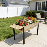 Raised Garden Bed Metal Leg Wood Planter Boxes with Folding Storage Shelf Elevated for Growing Fresh Herbs Vegetables Flowers Great for Outdoor Patio Deck Balcony - Fab Heavy Parts