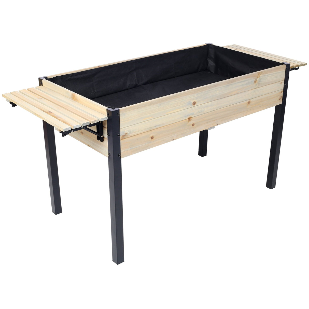 Raised Garden Bed Metal Leg Wood Planter Boxes with Folding Storage Shelf Elevated for Growing Fresh Herbs Vegetables Flowers Great for Outdoor Patio Deck Balcony - Fab Heavy Parts