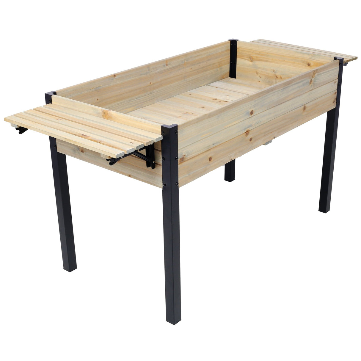 Raised Garden Bed Metal Leg Wood Planter Boxes with Folding Storage Shelf Elevated for Growing Fresh Herbs Vegetables Flowers Great for Outdoor Patio Deck Balcony - Fab Heavy Parts