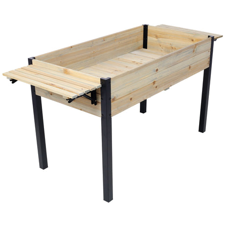 Raised Garden Bed Metal Leg Wood Planter Boxes with Folding Storage Shelf Elevated for Growing Fresh Herbs Vegetables Flowers Great for Outdoor Patio Deck Balcony - Fab Heavy Parts