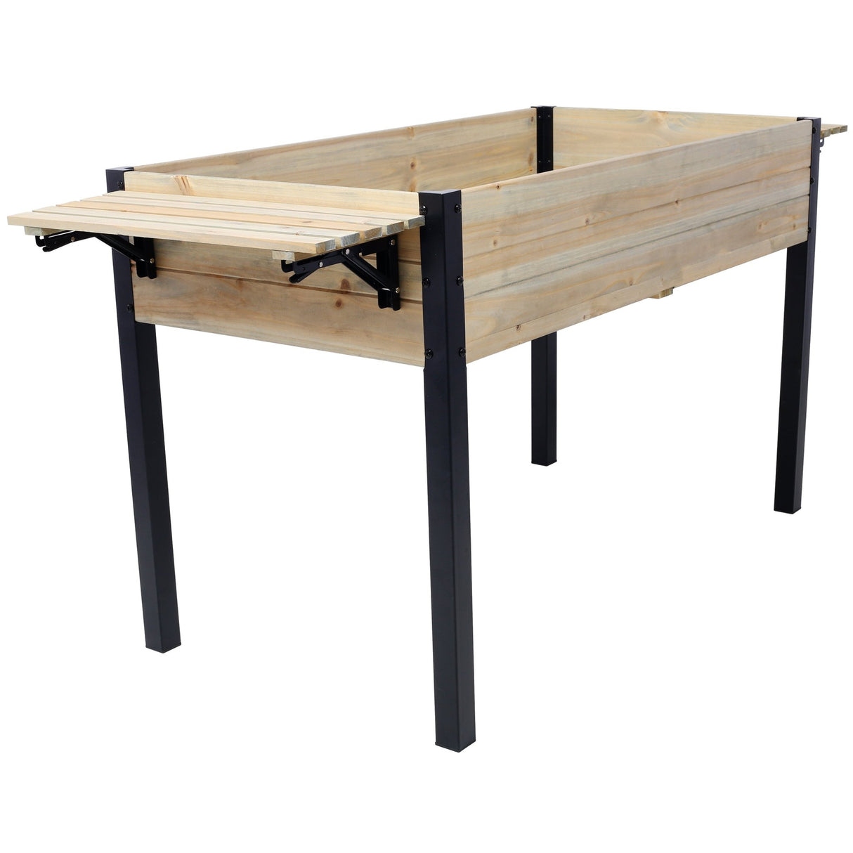 Raised Garden Bed Metal Leg Wood Planter Boxes with Folding Storage Shelf Elevated for Growing Fresh Herbs Vegetables Flowers Great for Outdoor Patio Deck Balcony - Fab Heavy Parts