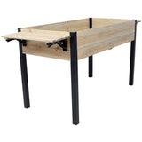Raised Garden Bed Metal Leg Wood Planter Boxes with Folding Storage Shelf Elevated for Growing Fresh Herbs Vegetables Flowers Great for Outdoor Patio Deck Balcony - Fab Heavy Parts