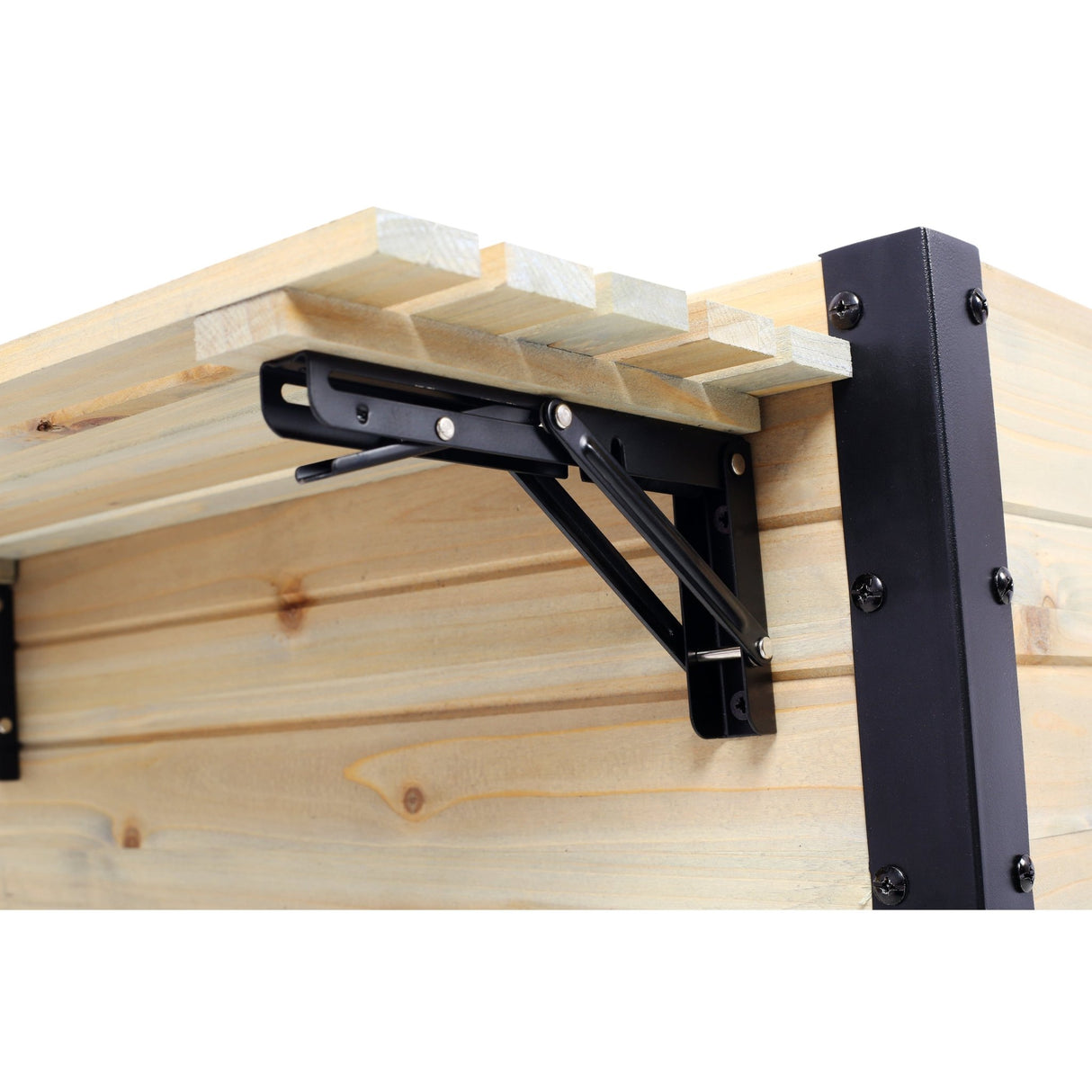 Raised Garden Bed Metal Leg Wood Planter Boxes with Folding Storage Shelf Elevated for Growing Fresh Herbs Vegetables Flowers Great for Outdoor Patio Deck Balcony - Fab Heavy Parts