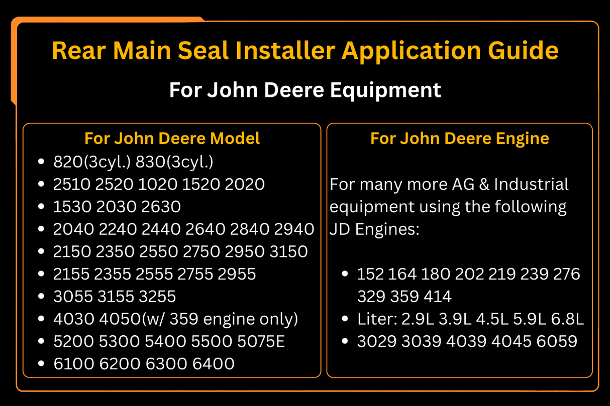 Rear Main Seal Installer Fits For John Deere JT30040B JT30040 ST - 218 JT30041A - Fab Heavy Parts