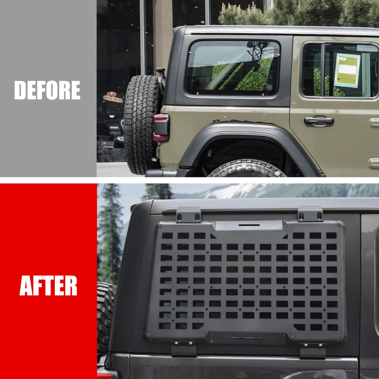 Rear Window Molle Panel Modular Storage for 2018 - 2023 Jeep Wrangler JL 4 Doors Right Side (Passenger Side) - Fab Heavy Parts
