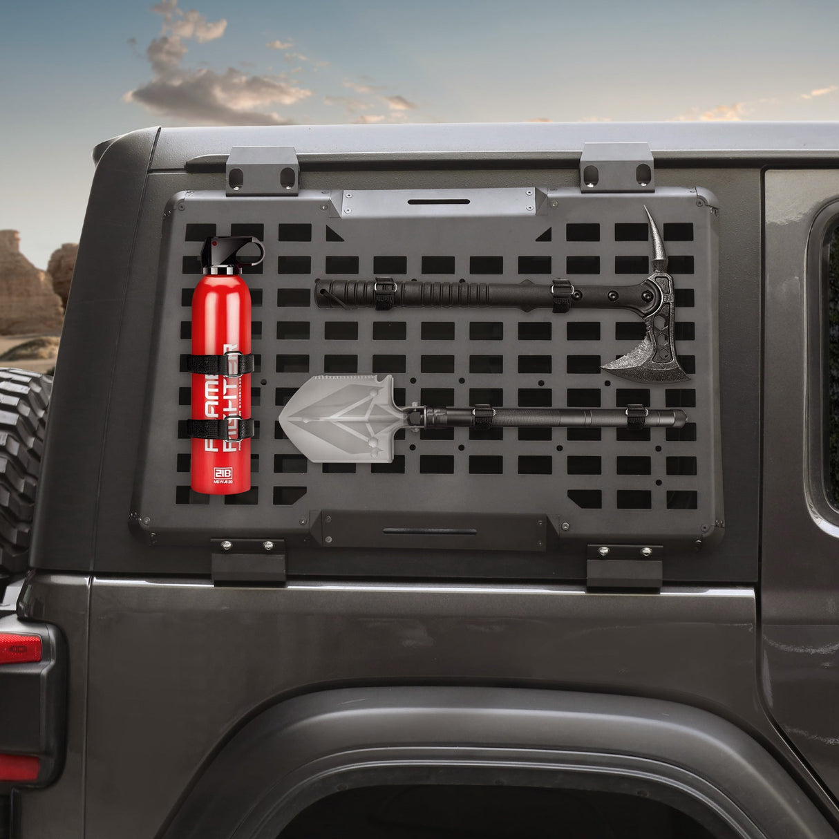Rear Window Molle Panel Modular Storage for 2018 - 2023 Jeep Wrangler JL 4 Doors Right Side (Passenger Side) - Fab Heavy Parts