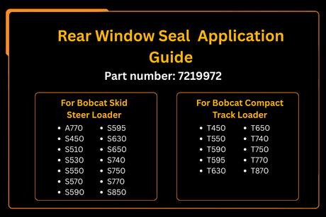 Rear Window Seal 7219972 Aftermarket Replacement For Bobcat S510 S530 S550 S570 S590 S595 T550 T590 - Fab Heavy Parts