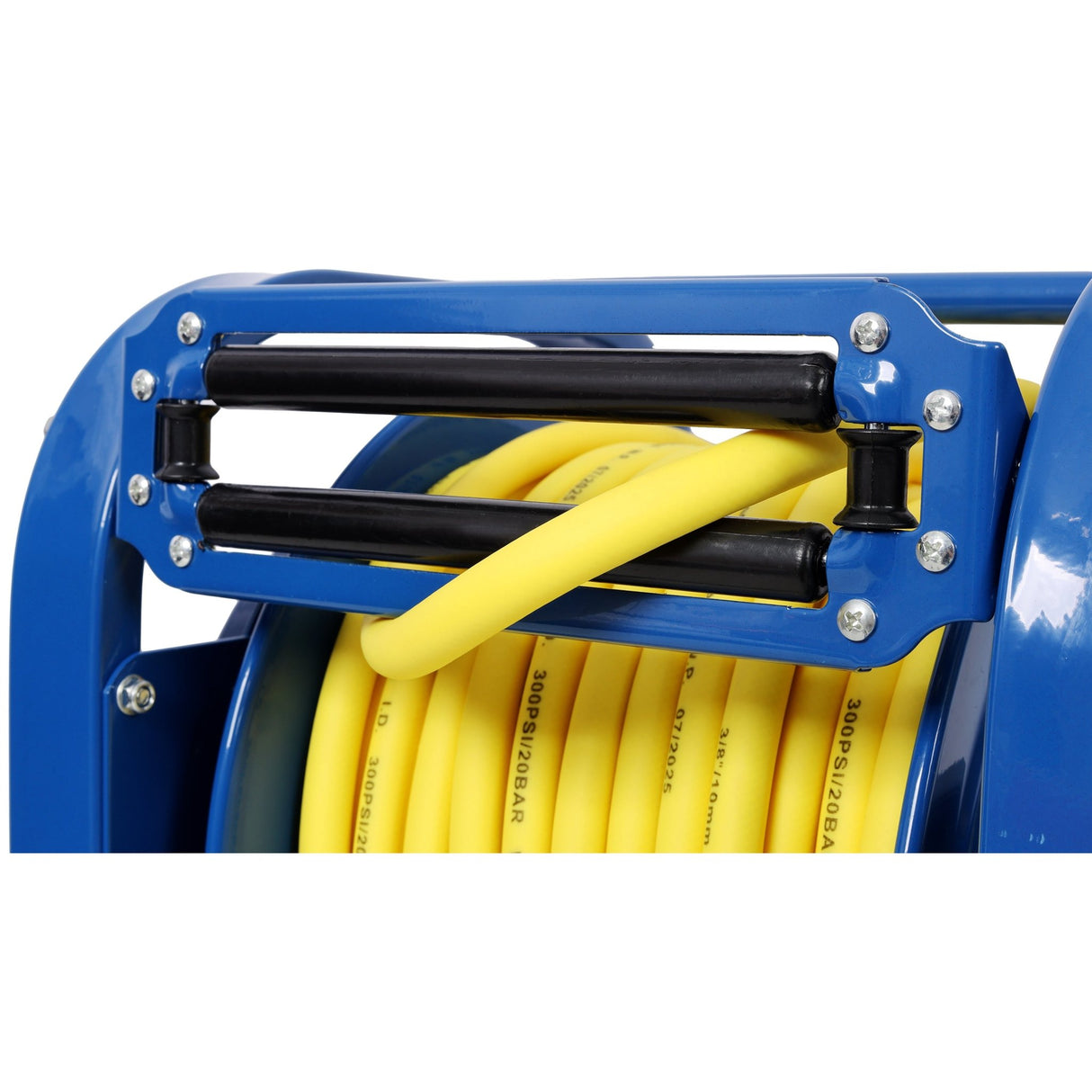 Retractable Air Hose Reel 3/8" x 100 Feet 300 PSI Spring - Driven Steel Heavy Duty Industrial Hybrid Hose Portable - Fab Heavy Parts