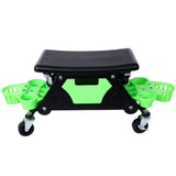 Roller Mechanic Detailing Creeper Utility Seat Stool with Wheels Removable Tool Trays Drawer 300 Lbs Capacity - Green - Fab Heavy Parts