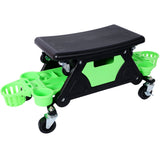 Roller Mechanic Detailing Creeper Utility Seat Stool with Wheels Removable Tool Trays Drawer 300 Lbs Capacity - Green - Fab Heavy Parts