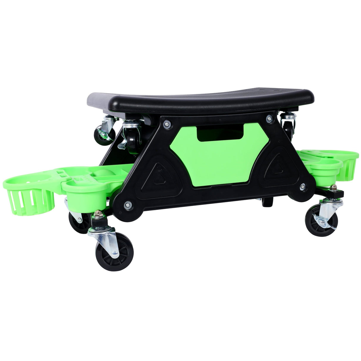 Roller Mechanic Detailing Creeper Utility Seat Stool with Wheels Removable Tool Trays Drawer 300 Lbs Capacity - Green - Fab Heavy Parts