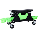 Roller Mechanic Detailing Creeper Utility Seat Stool with Wheels Removable Tool Trays Drawer 300 Lbs Capacity - Green - Fab Heavy Parts