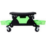 Roller Mechanic Detailing Creeper Utility Seat Stool with Wheels Removable Tool Trays Drawer 300 Lbs Capacity - Green - Fab Heavy Parts