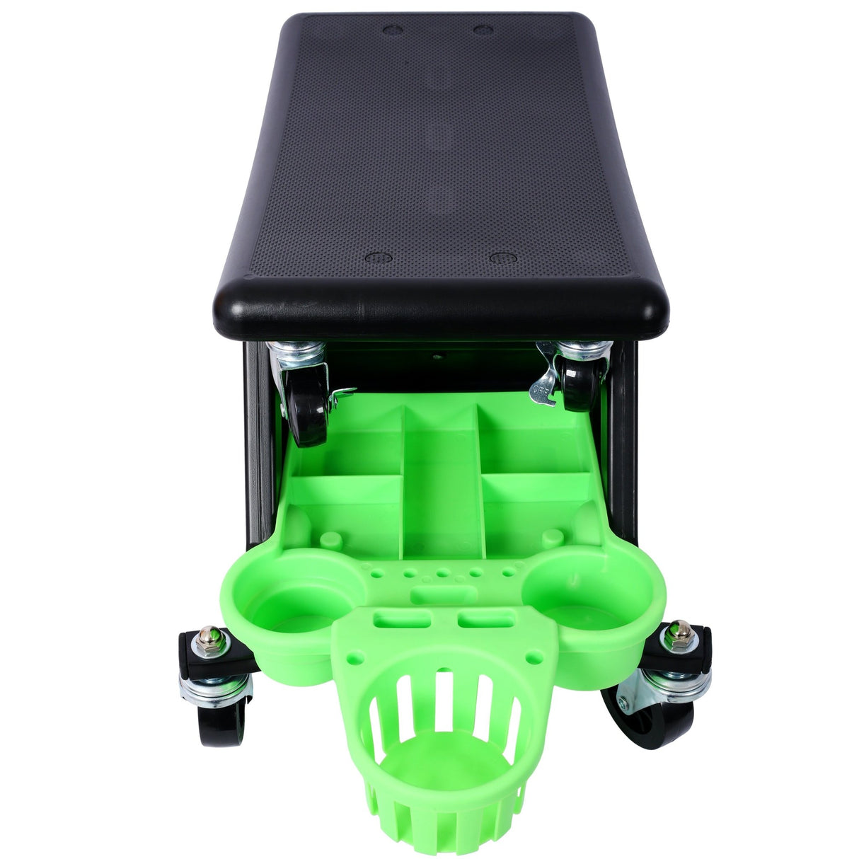 Roller Mechanic Detailing Creeper Utility Seat Stool with Wheels Removable Tool Trays Drawer 300 Lbs Capacity - Green - Fab Heavy Parts