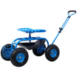 Rolling Garden Scooter Cart Seat with Wheels and Tool Tray 360 Swivel Seat - Blue - Fab Heavy Parts