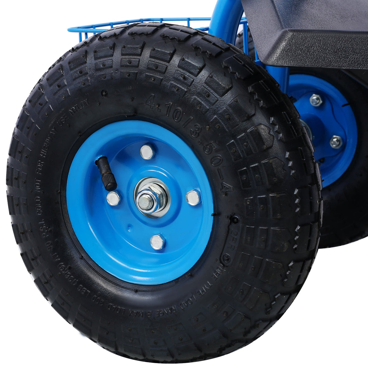 Rolling Garden Scooter Cart Seat with Wheels and Tool Tray 360 Swivel Seat - Blue - Fab Heavy Parts