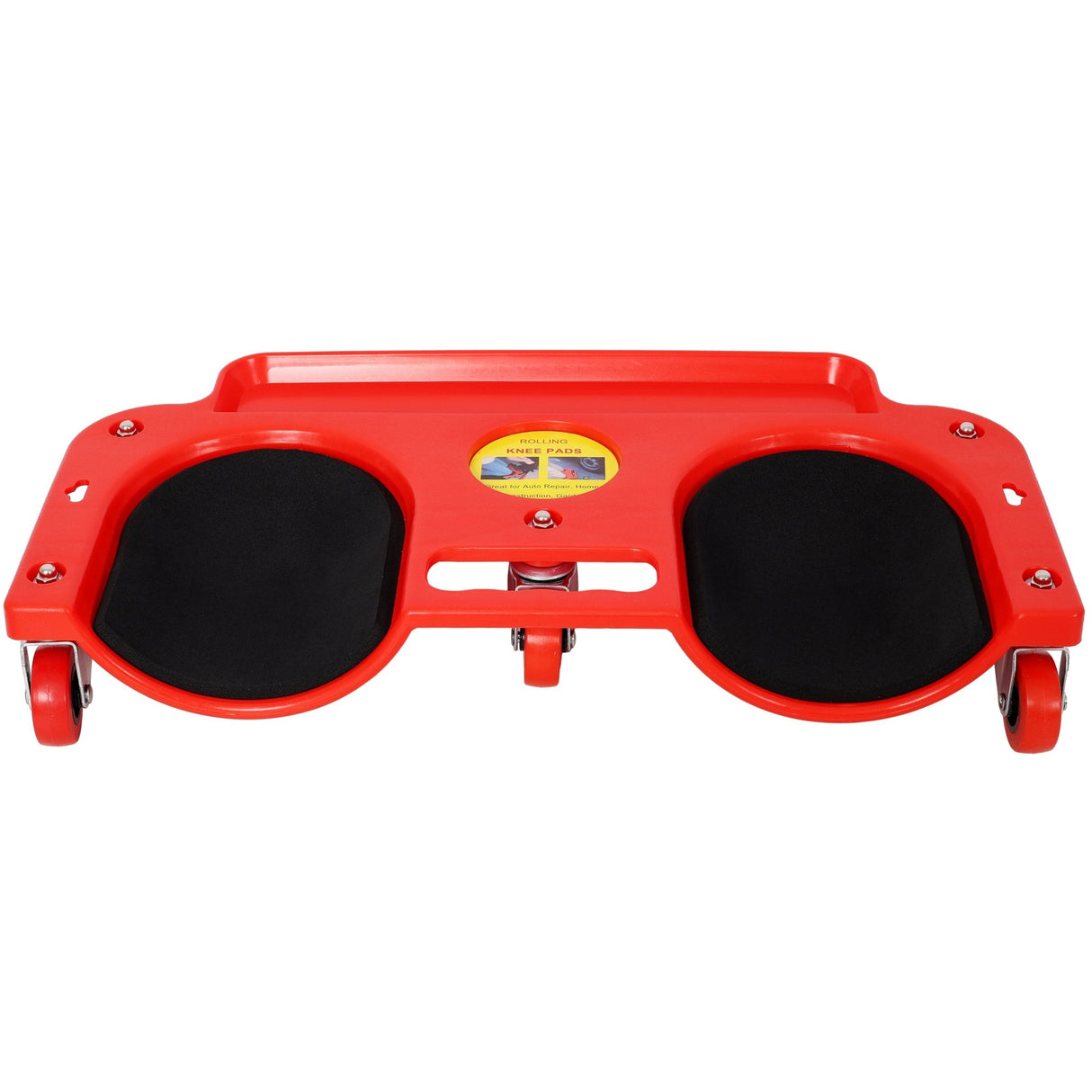 Rolling Knee Creeper Durable Knee Pads with 360 Degree Turn Casters and Tool Tray for Garage Workshop Garden - Red - Fab Heavy Parts