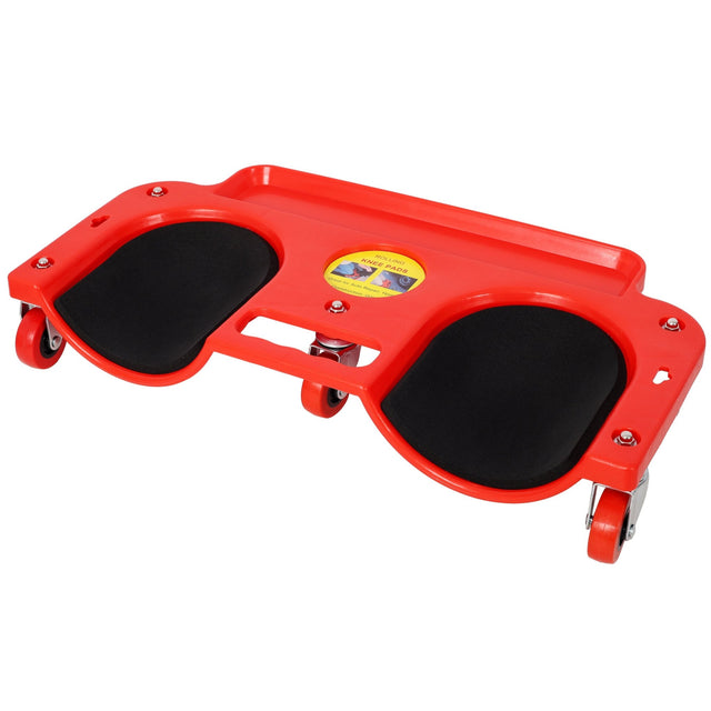 Rolling Knee Creeper Durable Knee Pads with 360 Degree Turn Casters and Tool Tray for Garage Workshop Garden - Red - Fab Heavy Parts