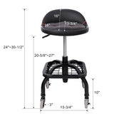 Rolling Padded Shop Seat with Wheels Adjustable Height Mechanic Stool for Garage Workshop Home - Fab Heavy Parts