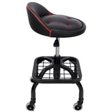 Rolling Padded Shop Seat with Wheels Adjustable Height Mechanic Stool for Garage Workshop Home - Fab Heavy Parts