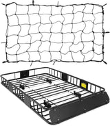 Roof Rack Basket With Net Rooftop Steel Roof Rack Cargo Carrier with 250 Lbs Capacity Extension Black Car Top Luggage Holder 64"x 39" Universal for SUV Wagon Seden - Fab Heavy Parts