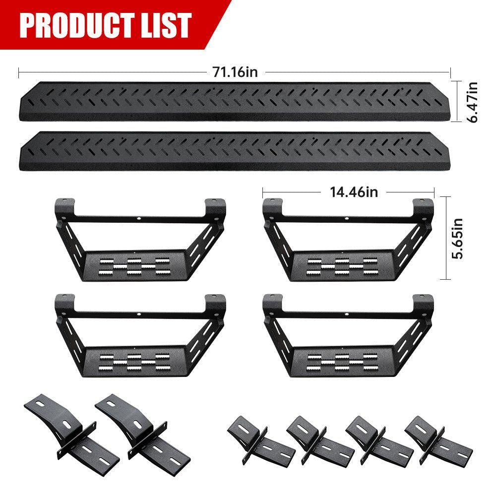 Running Boards Fits for Ford Bronco 4 Door 2021 - 2024 (Not Fit for Sport) Two Stairs Side Steps Anti - Slip Drop Down Rock Sliders Step Bars - Fab Heavy Parts