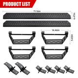 Running Boards Fits for Ford Bronco 4 Door 2021 - 2024 (Not Fit for Sport) Two Stairs Side Steps Anti - Slip Drop Down Rock Sliders Step Bars - Fab Heavy Parts