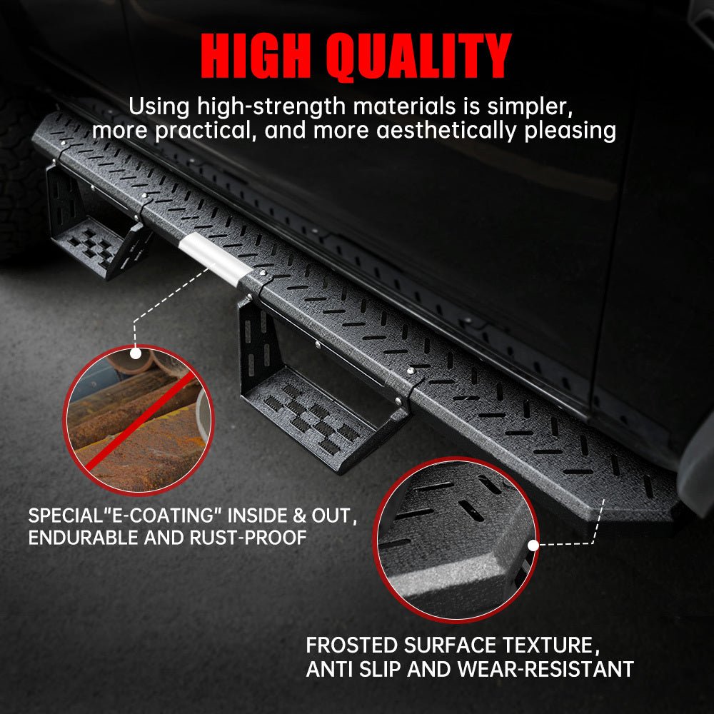 Running Boards Fits for Ford Bronco 4 Door 2021 - 2024 (Not Fit for Sport) Two Stairs Side Steps Anti - Slip Drop Down Rock Sliders Step Bars - Fab Heavy Parts