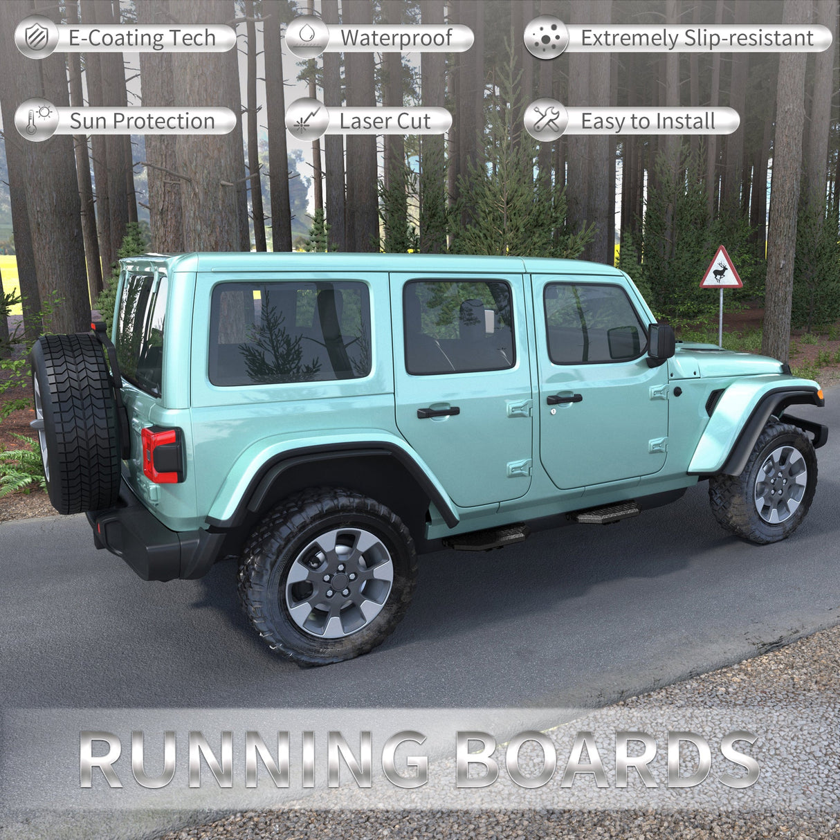 Running Boards For 2018 - 2025 Jeep Wrangler JL 2020 - 2025 Jeep Gladiator JT 4 Doors - Fab Heavy Parts