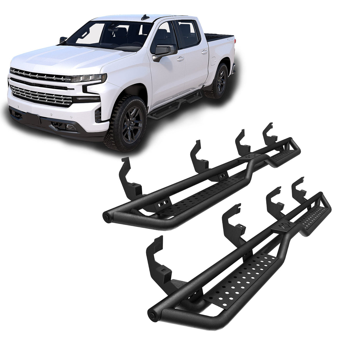 Running Boards Nerf Bars For 2019 - 2026 Chevy Silverado GMC Sierra 1500 Crew Cab - Fab Heavy Parts