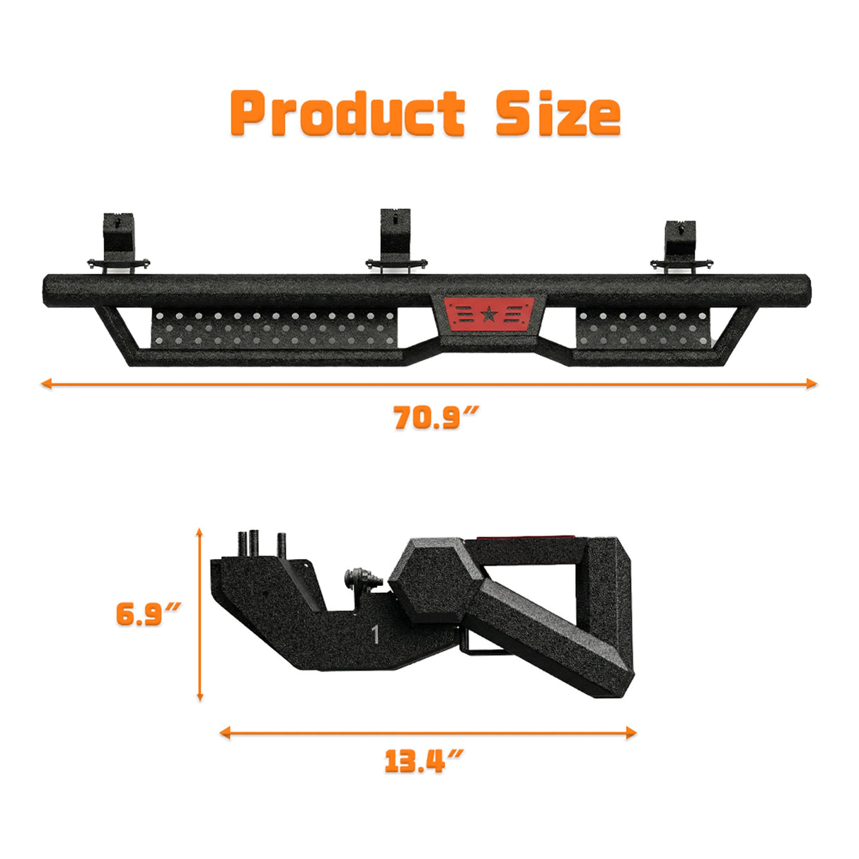 Running Boards with Two Stairs Design All - Steel Build Bolt - on Side Steps Compatible with 2018 - 2026 Jeep Wrangler JL 4 Doors Black Powder Coated Nerf Bar - Fab Heavy Parts