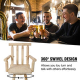 Rustic Bar Stool Fir Wood Construction Chair Backrest Footrest Wide Armrest 4 - Foot - Light Brown - Fab Heavy Parts