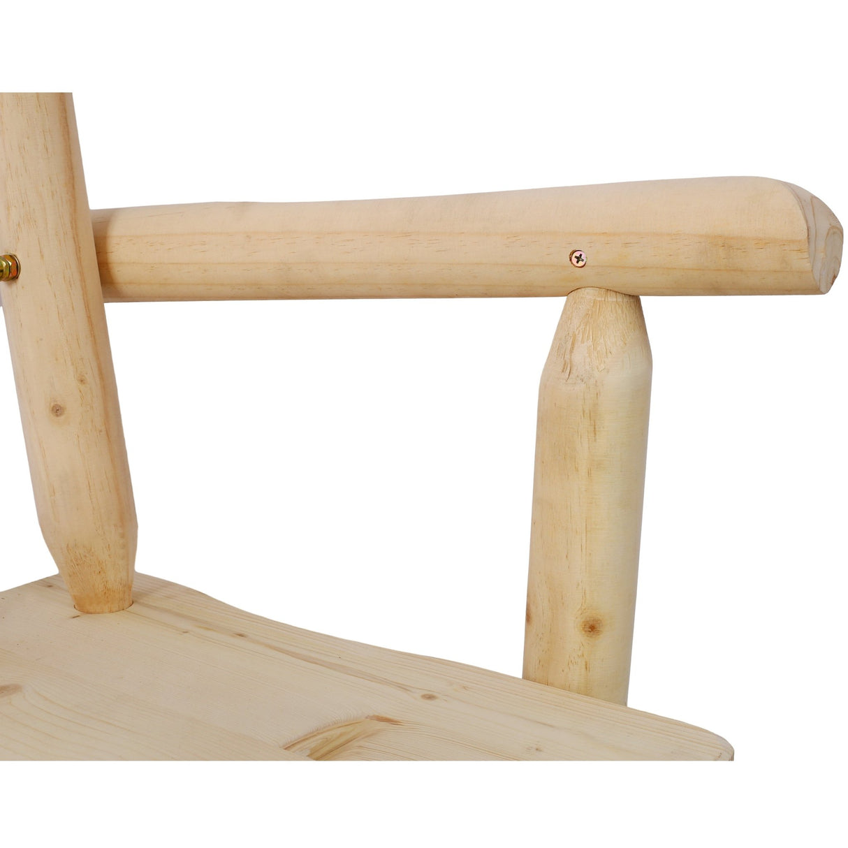 Rustic Bar Stool Fir Wood Construction Chair Backrest Footrest Wide Armrest 4 - Foot - Light Brown - Fab Heavy Parts