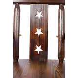 Rustic Bar Stool Fir Wood Construction Chair with Decorative Star Backrest Footrest Wide Armrest Pub 4 - Foot - Brown - Fab Heavy Parts