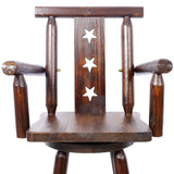 Rustic Bar Stool Fir Wood Construction Chair with Decorative Star Backrest Footrest Wide Armrest Pub 4 - Foot - Brown - Fab Heavy Parts