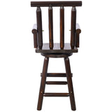 Rustic Bar Stool Fir Wood Construction Chair with Footrest Wide Armrest 4 - Foot - Brown - Fab Heavy Parts