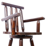 Rustic Bar Stool Fir Wood Construction Chair with Footrest Wide Armrest 4 - Foot - Brown - Fab Heavy Parts