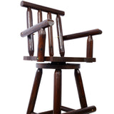 Rustic Bar Stool Fir Wood Construction Chair with Footrest Wide Armrest 4 - Foot - Brown - Fab Heavy Parts