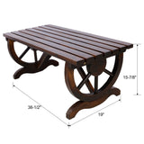 Rustic Wooden Bench with Wagon Wheel Legs 2 People - Fab Heavy Parts