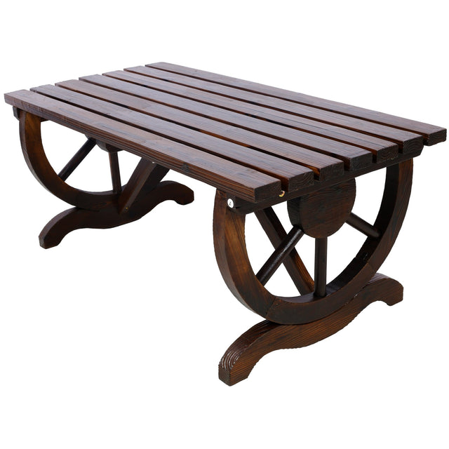 Rustic Wooden Bench with Wagon Wheel Legs 2 People - Fab Heavy Parts