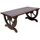 Rustic Wooden Bench with Wagon Wheel Legs 2 People - Fab Heavy Parts