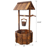 Rustic Wooden Wishing Well Planter w/Hanging Bucket 20in - Fab Heavy Parts