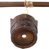 Rustic Wooden Wishing Well Planter w/Hanging Bucket 20in - Fab Heavy Parts
