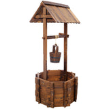 Rustic Wooden Wishing Well Planter w/Hanging Bucket 20in - Fab Heavy Parts