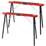 Saw Horses 2 Pack Folding Portable Work Horse with Fast Open Legs for Garage Workshop Fully Assembled - red&black - Fab Heavy Parts
