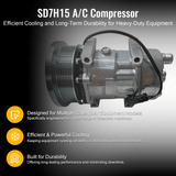 SD7H15 A/C Compressor 178 - 9570 1789570 Fits for Caterpillar CAT Tractor D3K D4K D5K Telehandler TH220B TH330B TH340B TH350B TH355B TH460B TH560B TH580B Compactor CB - 44B CB - 54B CB - 64B CB - 66B CB - 68B CB10 CB13 CB15 CB16 CB7 - Fab Heavy Parts