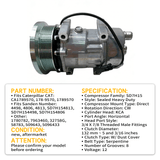 SD7H15 A/C Compressor 178 - 9570 1789570 Fits for Caterpillar CAT Tractor D3K D4K D5K Telehandler TH220B TH330B TH340B TH350B TH355B TH460B TH560B TH580B Compactor CB - 44B CB - 54B CB - 64B CB - 66B CB - 68B CB10 CB13 CB15 CB16 CB7 - Fab Heavy Parts